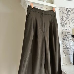 H&M WIDE LEG ANKLE TROUSER BROWN SIZE 4